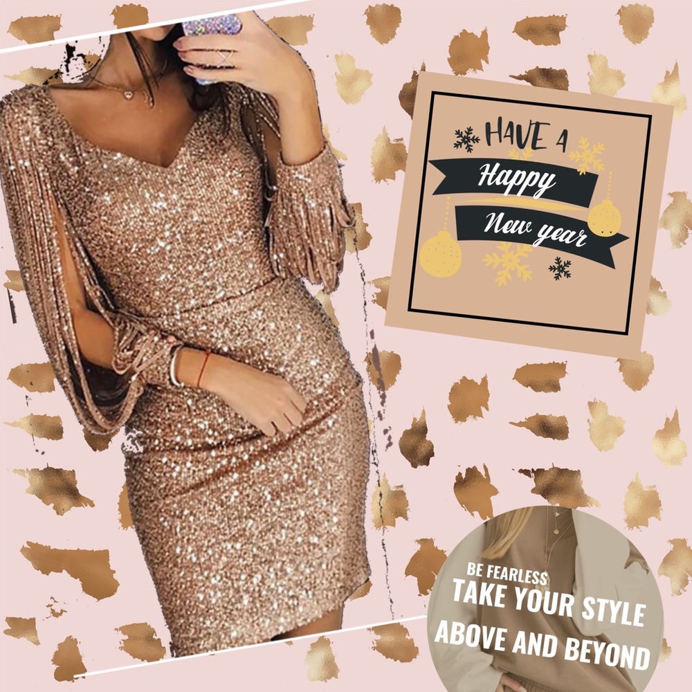 Rose gold sequin dress